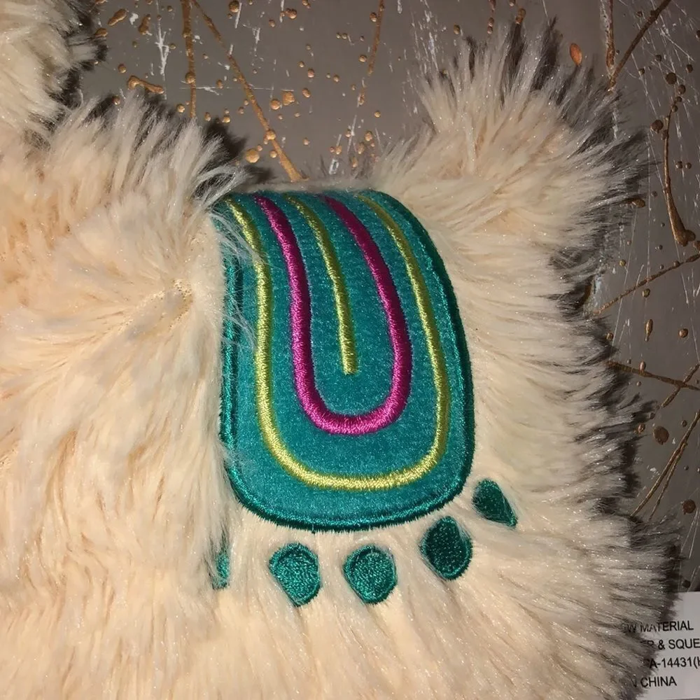 PetShoppe Ivory Green Tan Gold Llama Squeaker Mat Dog Toy